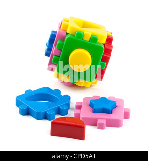 Quadrat aus farbigen Spielzeug Ziegeln gebaut Stockfoto