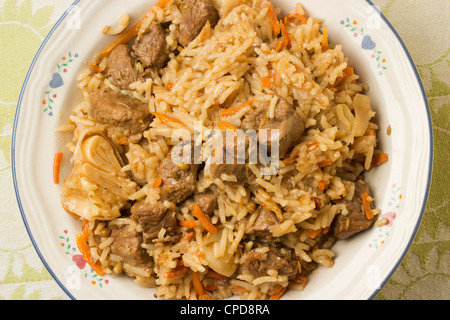 Plov, das usbekische Lamm und Reis-Gericht Stockfoto