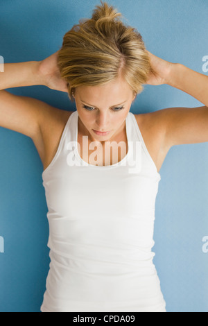 Kaukasische Frau Sit Stockfoto