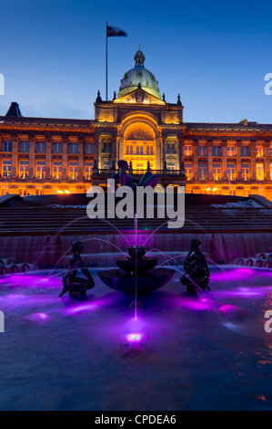 Rat Haus und Victoria Square in der Abenddämmerung, Birmingham, Midlands, England, Vereinigtes Königreich, Europa Stockfoto