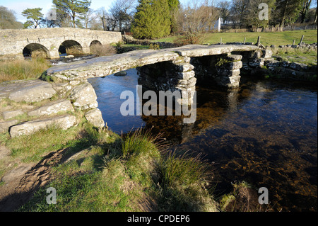 Klöppel Brücke bei Postbridge, Dartmoor Nationalpark, Devon, England, Vereinigtes Königreich, Europa Stockfoto