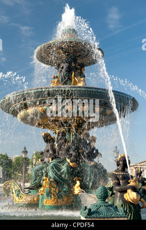 Brunnen am Place De La Concorde, Paris, Frankreich, Europa Stockfoto