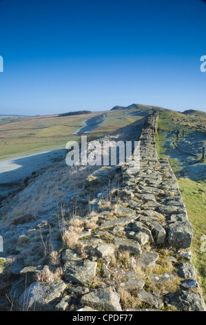 Ein Abschnitt der Mauer, Hadrian, Northumberland National Park, Northumbria, England, UK Stockfoto