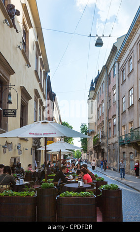 LVIV, UKRAINE - Mai 10: Virmensjka (Armenisch) Straße am 10. Mai 2012 in Lwiw, Ukraine Stockfoto