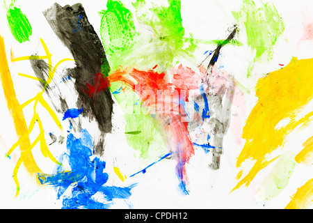 Kinder Zeichnung mit einer chaotischen Explosion Aquarelle Stockfoto
