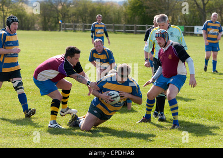 Spieler mit versuchen, Rugby Union auf Vereinsebene Stockfoto