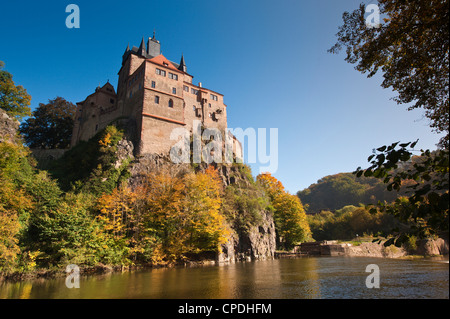 Burg Kriebstein und Zschopau Fluss, Sachsen, Deutschland, Europa Stockfoto