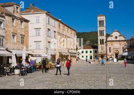 Trg Sv Stjepana quadratische Hvar Stadt Hvar Insel Dalmatien Kroatien Europa Stockfoto