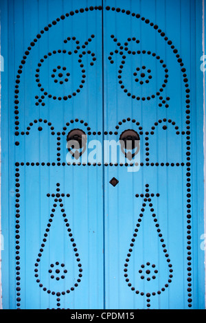 Tür in Houmt Souk, Djerba Insel, Tunesien, Nordafrika, Afrika Stockfoto