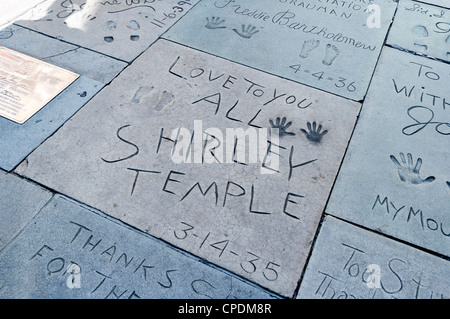 Shirley Temple druckt hand und Fuß auf Walk of Fame, Hollywood Boulevard, Los Angeles, Kalifornien, USA Stockfoto