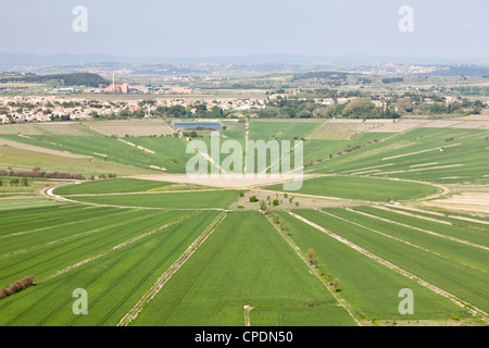 Blick vom Oppidum d'Enserune des Etang de Montady in der Nähe von Beziers, Languedoc-Roussillon, Frankreich, Europa Stockfoto