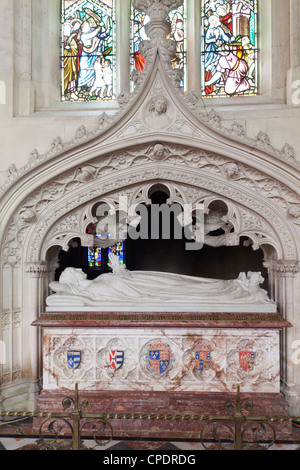 Das Grab von Katherine Parr (1512-1548) in Sudeley Castle Chapel in der Nähe von Cotswold Stadt von Winchcombe, Gloucestershire. Stockfoto