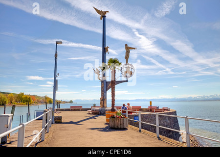 Skulptur, Hafen, Meersburg, Bodensee, Baden-Württemberg, Deutschland Stockfoto