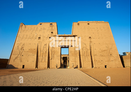 Pylon, Tempel des Horus, Edfu, Ägypten, Nordafrika, Afrika Stockfoto