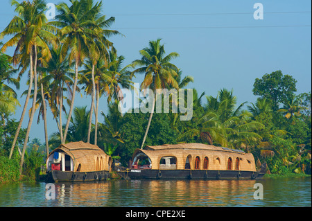 Hausboot für Touristen auf den Backwaters, Allepey, Kerala, Indien, Asien Stockfoto