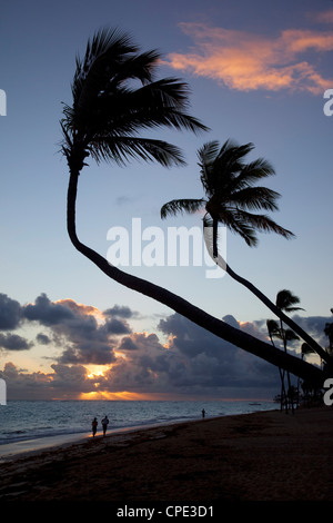 Bavaro Strand bei Sonnenaufgang, Punta Cana, Dominikanische Republik, Karibik, Karibik, Mittelamerika Stockfoto