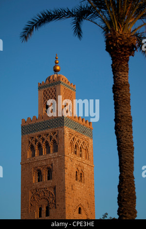 Minarett der Koutoubia-Moschee, Marrakesch, Marokko, Nordafrika, Afrika Stockfoto