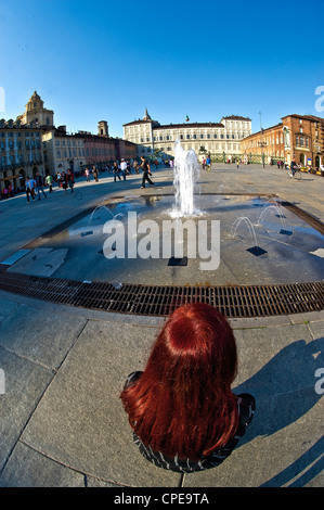 Europa Italien Piemont Piazza Castello Stockfoto