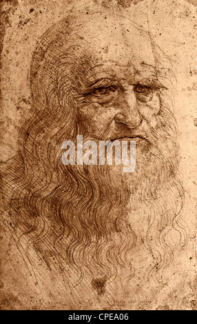 Europa Italien Piemont Turin königliche Bibliothek Leonardo Da Vinci Selbstporträt Stockfoto