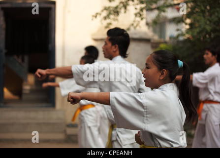 Karate-Schüler-Kathmandu-Nepal Stockfoto