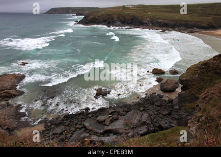 Poldhu Strand in der Nähe von Mullion Dorf, Cornwall County; England; UK Stockfoto