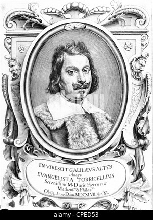 EVANGELISTA TORRICELLI (1608-1647) italienischer Physiker und Mathematiker Stockfoto