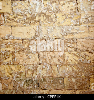 gemauerte Wand Grunge geschabt Brickwall Mörtel Plaste wiederherstellen Stockfoto