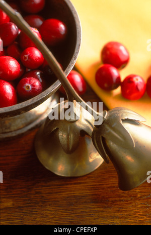 Rote Kirschen In Metallschale Stockfoto