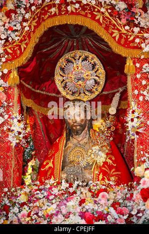 Das Bild des Senhor Santo Cristo Dos Milagres (unseres Herrn Holy Christus Wunder). Ponta Delgada, Azoren. Stockfoto