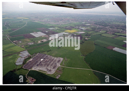 Obique Luftbild der Region im Nordwesten von Hull (Dunswell) zeigt die wichtigsten Umspannwerk für die Stadt Stockfoto