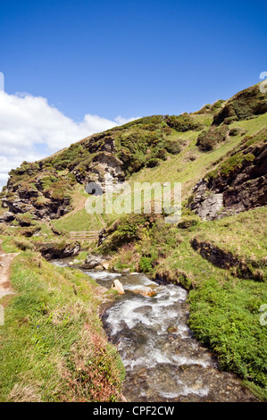 Felsental auf dem South West Coast Path zwischen Boscastle und Tintagel in Cornwall, England, Vereinigtes Königreich Stockfoto