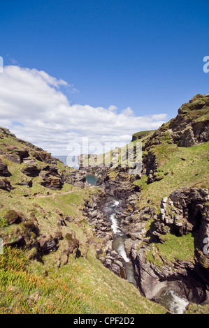 Felsental auf dem South West Coast Path zwischen Boscastle und Tintagel in Cornwall, England, Vereinigtes Königreich Stockfoto