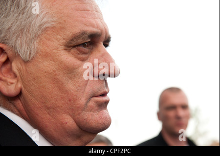 Tomislav Nikolic in Kraljevo einige Tage vor den Präsidentschaftswahlen 2012. Stockfoto
