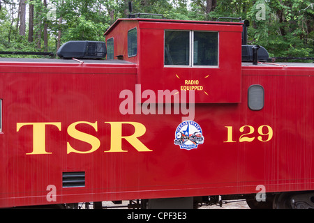 Caboose, restaurierter Oldtimer auf dem 'Texas State Railroad' 2012 Railfest, Palestine, Texas. Stockfoto