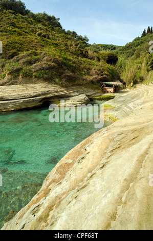 Kleine Bucht Cape Drastis, Korfu, Ionische Inseln, Griechenland Stockfoto