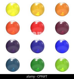 Andere Farbe Kugeln Glasgruppe isoliert auf weißem Hintergrund Stockfoto