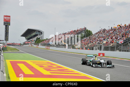 Nico Rosberg (GER) Im MercedesGP W03 auf der Start-Ziel-gerade in der Formel 1 Grand Prix von Spanien 2012 Stockfoto