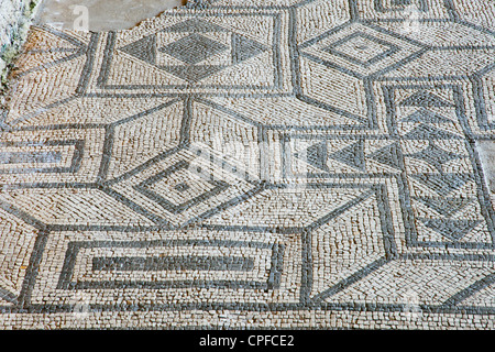 England, West Sussex, Chichester, Fishbourne Roman Palace, Detail der Bodenmosaik Stockfoto