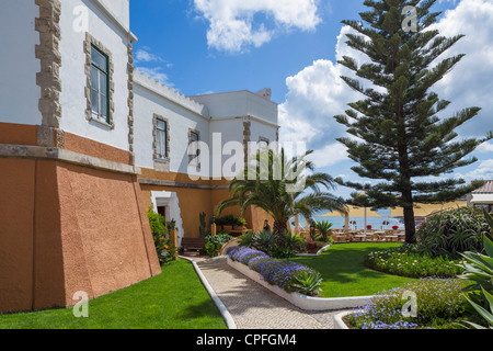 Das historische Fortaleza da Luz Restaurant in der alten Festung, Luz, Algarve, Portugal Stockfoto