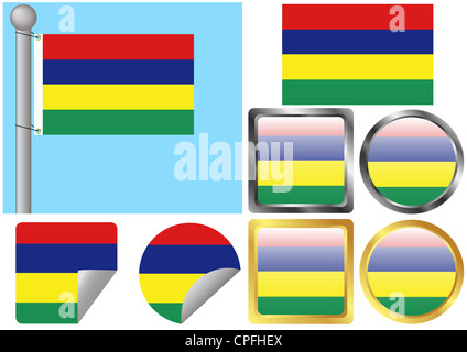 Flag Set Mauritius Stockfoto