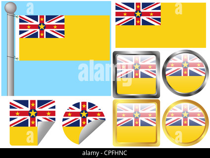 Flag Set Niue Stockfoto