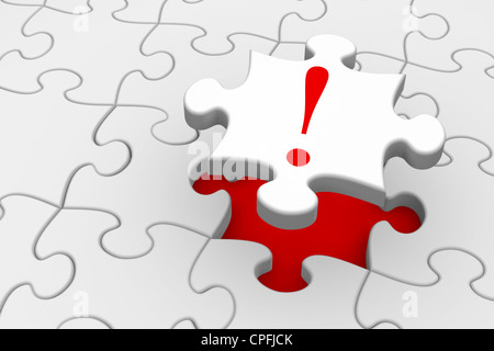 Letzte Stück eines Puzzles fallen in Platz - Lösung oder Antwort Konzept Stockfoto