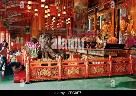 Der Blick im Inneren des Po Lin Monastery auf Ngong Ping, Lantau Island. Stockfoto