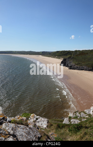 The Golden Sands of Oxwich Bay gesehen von großer Torr Penmaen Burrows Gower Wales UK Stockfoto