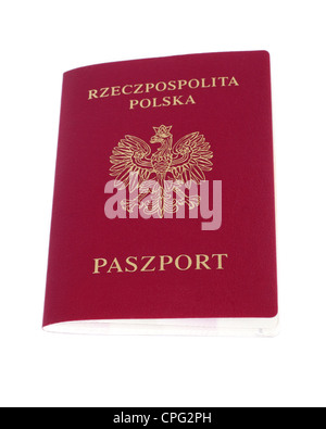 Polnischer Reisepass, Foto auf dem weißen Hintergrund Stockfoto