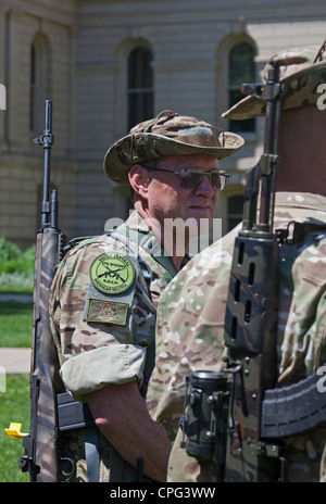 Pistole Befürworter Kundgebung gegen Aufhebung Michigans "Stand Your Ground" Gesetzes Stockfoto