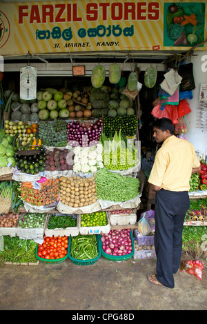 Frisches Gemüse Stand auf Kandy Markt, Sri Lanka, Asien Stockfoto