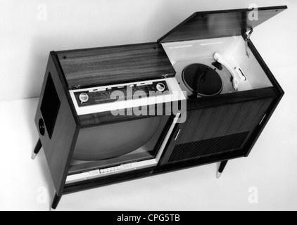 Rundfunk, Fernsehen, Stereo-Konzertschrank Grundig 'Zauberspiegel' 53K4, 1950er Jahre, , Zusatzrechte-Clearences-not available Stockfoto