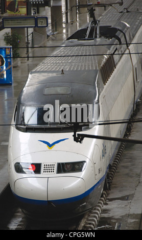 Spanisch High Speed Zug (AVE) im Bahnhof Santa Justa. Sevilla. Andalusien. Spanien. Stockfoto