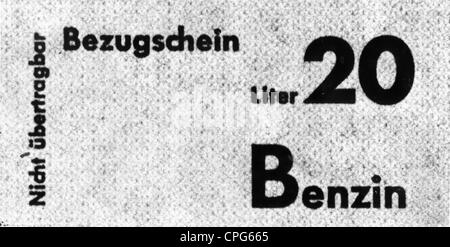 Nachkriegszeit, Elend und Not, Deutschland, Treibstoffmangel, Coupon für 20 Liter Benzin, 1946, Zusatzrechte-Clearences-nicht vorhanden Stockfoto